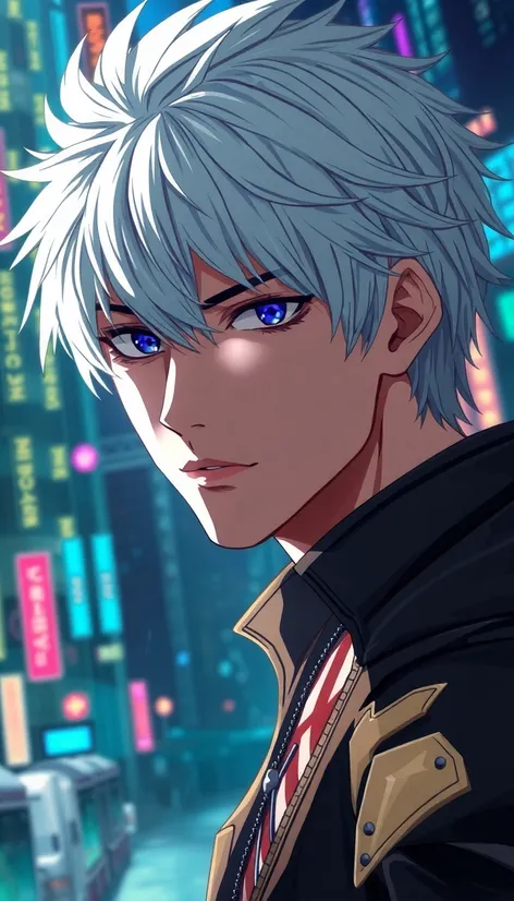 silver hair anime male