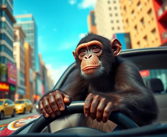 chimp driving car