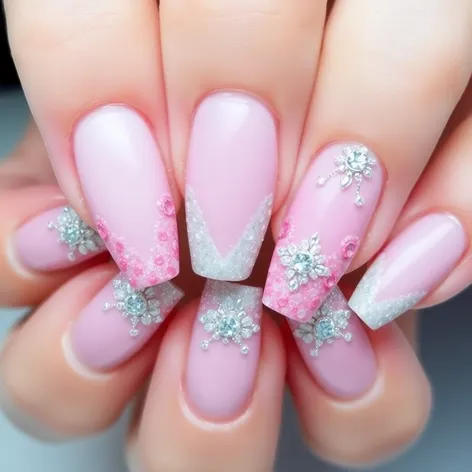 pink and white nail