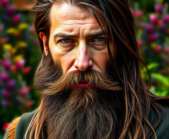 long hair with beard