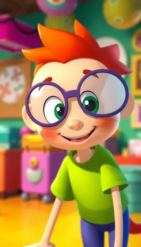 cartoon character with green