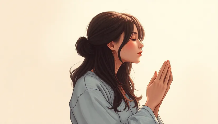 woman praying asthetic drawing