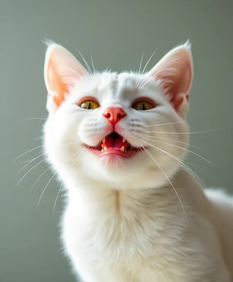 white cat smile