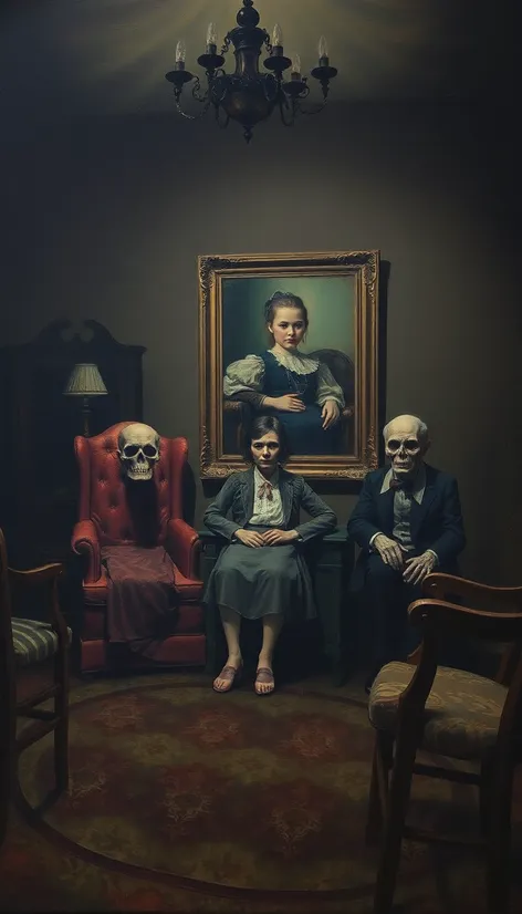 creepy family painting