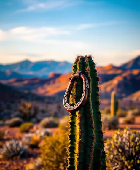 horse shoe with cactus