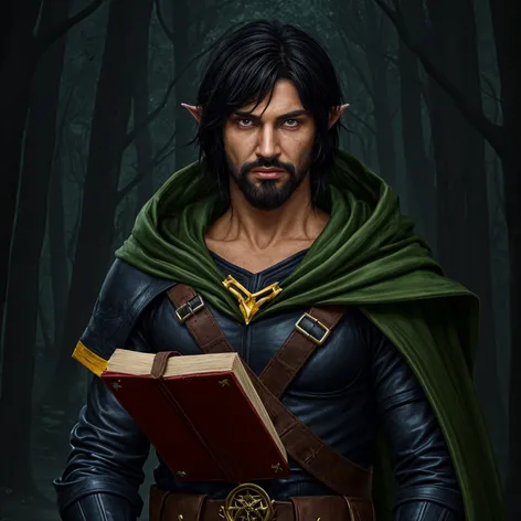 Half-elven warlock. Male, black