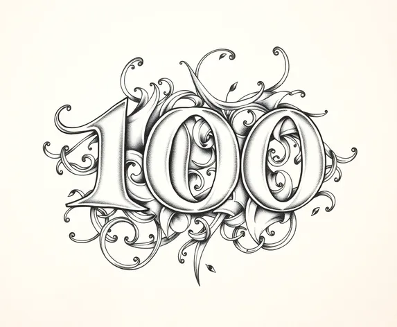 100 number tattoo drawing