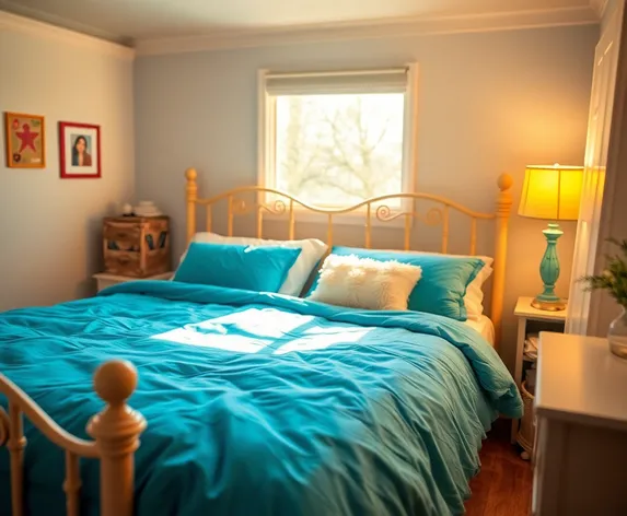 bright blue bedding