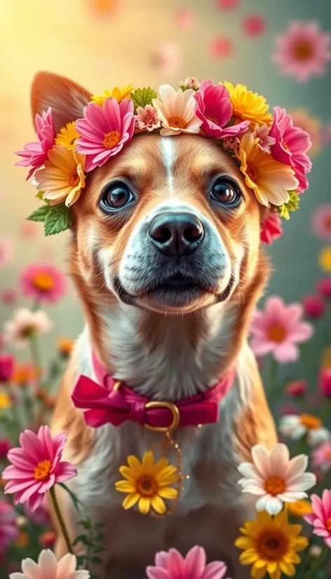 dog with flower crown