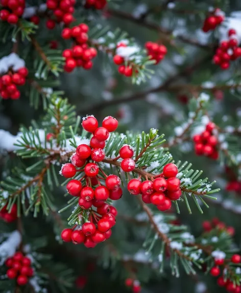 small berries on pine