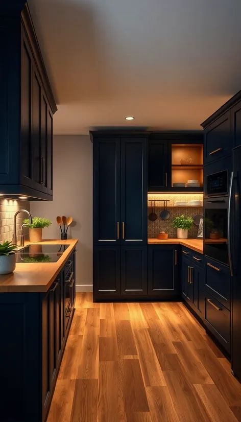 dark blue kitchen cabinets