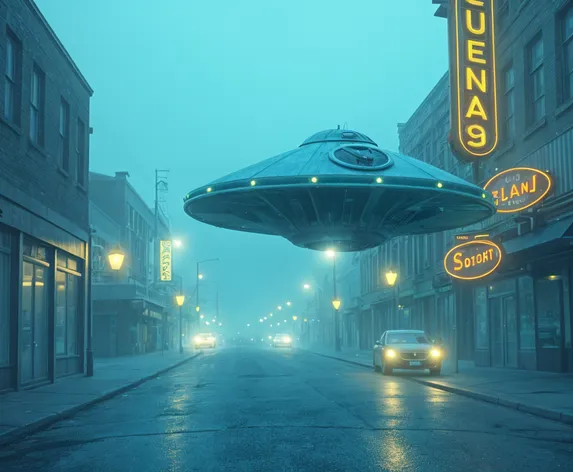 neon ufo flying saucer