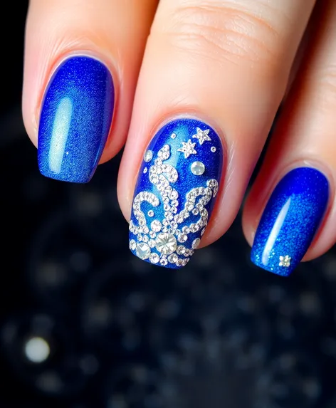 blue and white nail