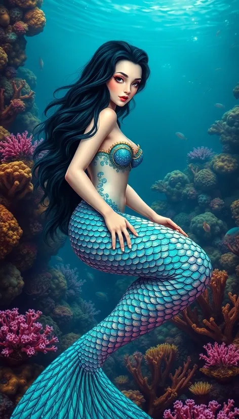 black haired mermaid