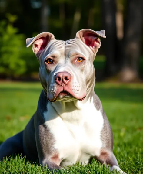 grey and white pitbull