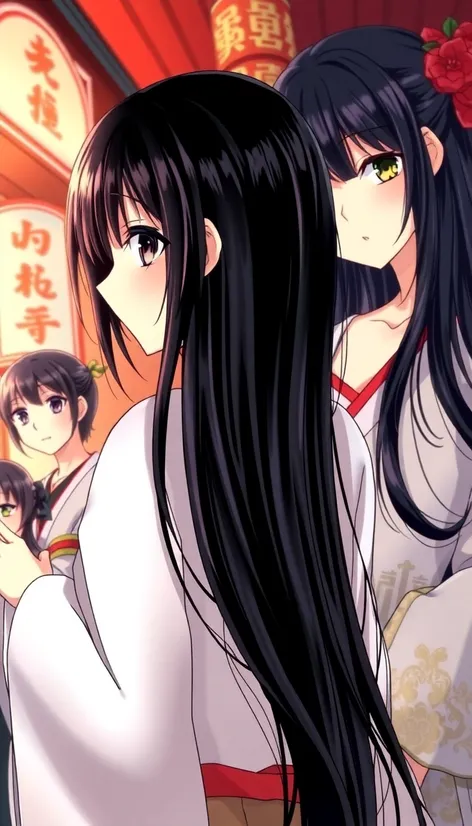 long black hair anime