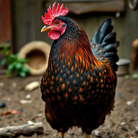 black copper maran hen