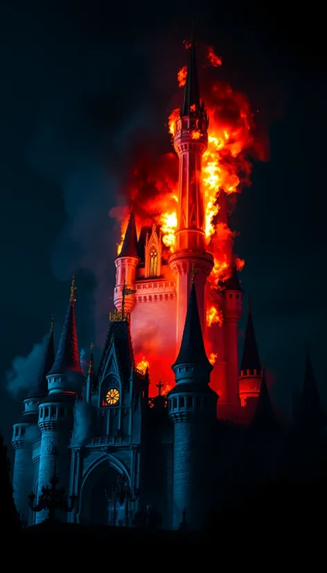 cinderella castle on fire