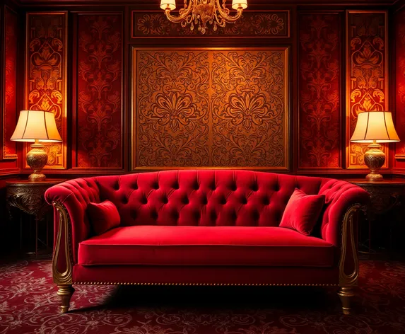 art deco red couch