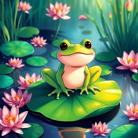 frog and lily pad