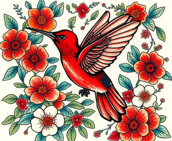 red hummingbird tattoo