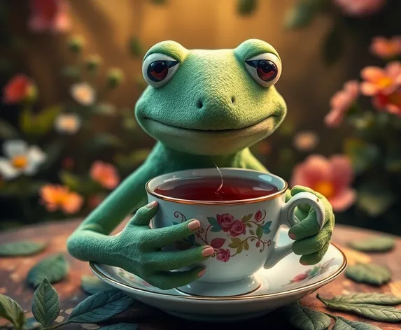 kermit frog drinking tea