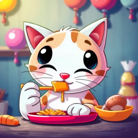 cartoon cat eating