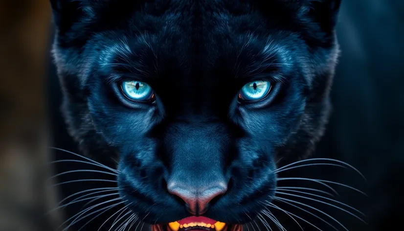 black panther with blue