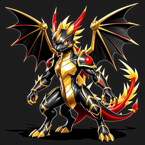 Black dragon, golden armor,