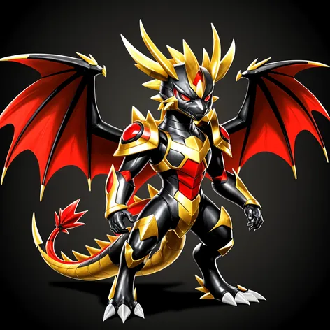 Black dragon, golden armor,