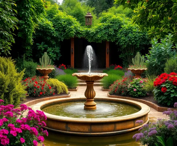 fountain and garden