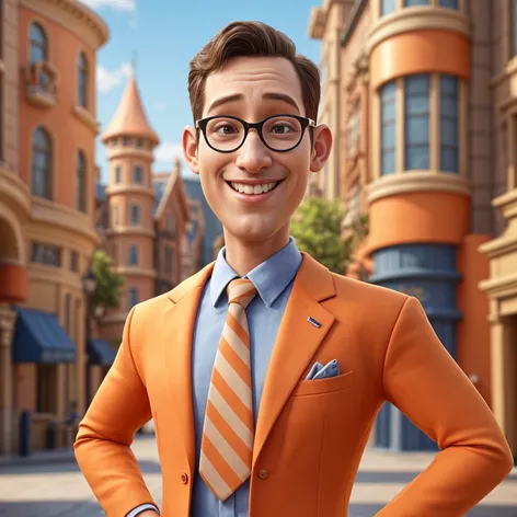 Happy, orange suit employee