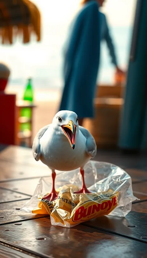 seagull stuck on beer