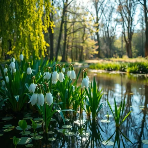 willows around natural pond