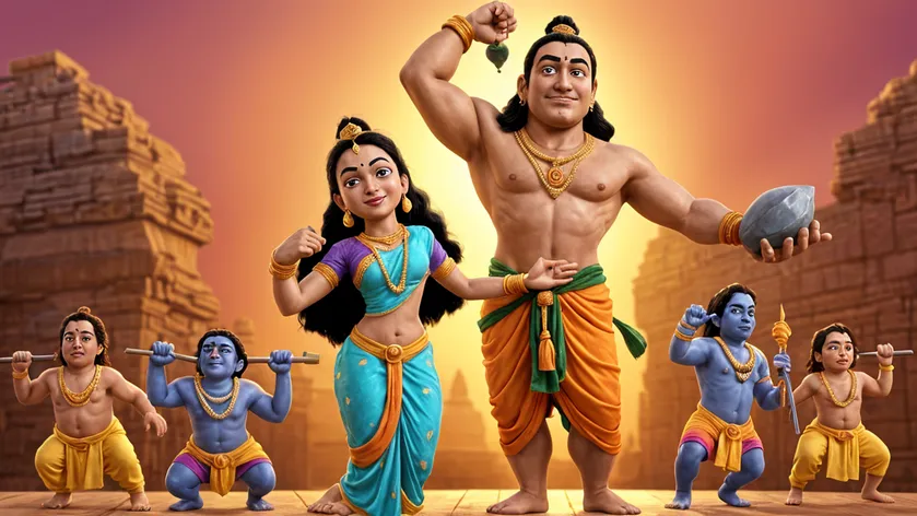 Bheem and Krishna faced