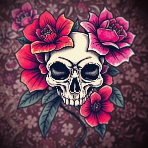 tattoo skull flowers