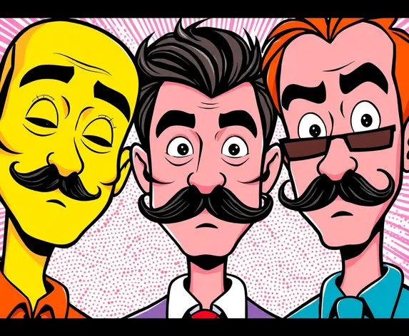 cartoon characters with mustaches