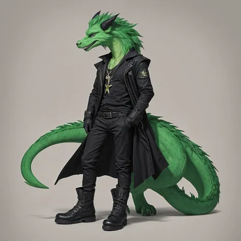 Anthro green male dragon