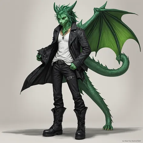 Anthro green male dragon