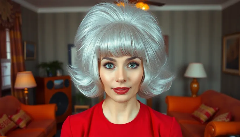 silver bouffant wig