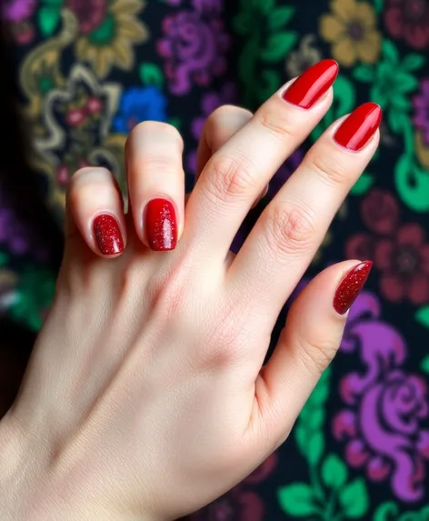 red and glitter nails