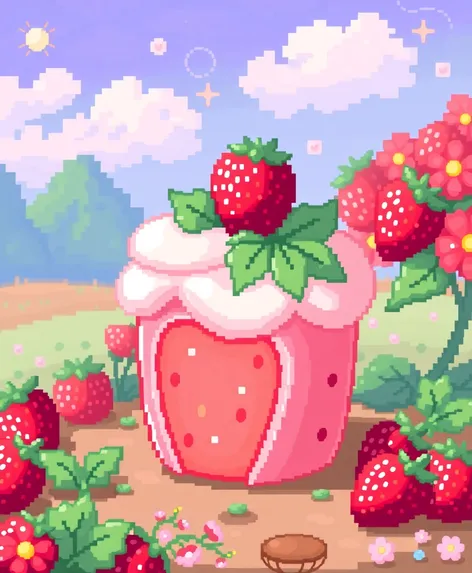 strawberry shortcake pixel art