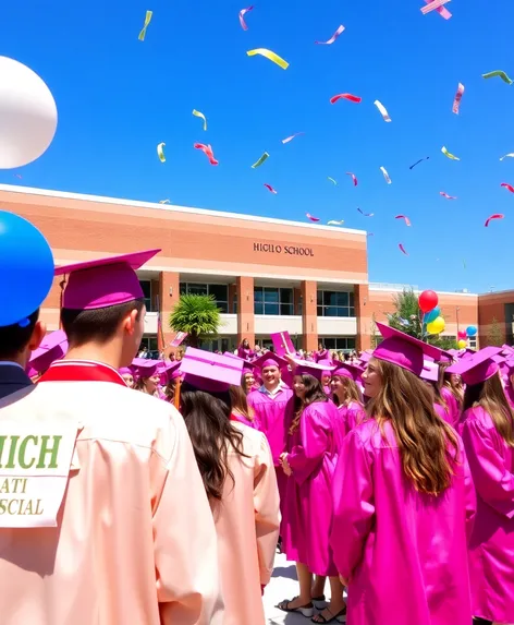 gradution photo outside highschhool