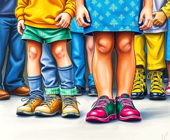 kids standing with shoes