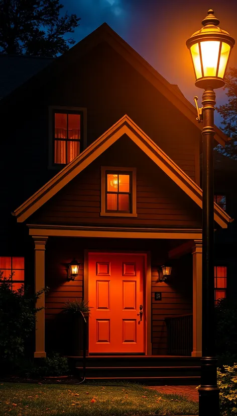 orange front door on