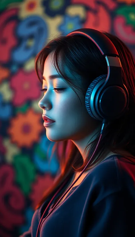 auriculares una chica escuchando