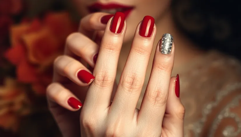 red and silver nails