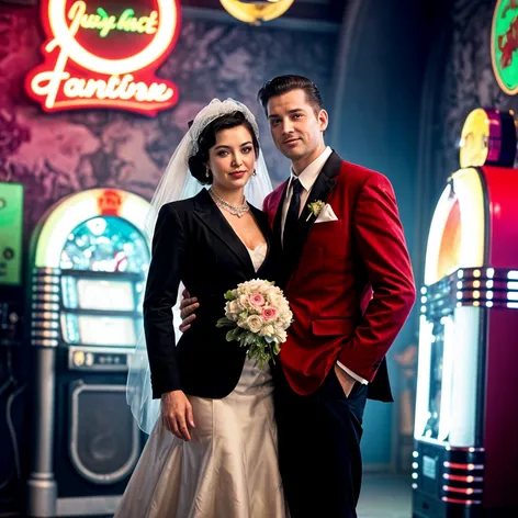 rockabilly bride and groom