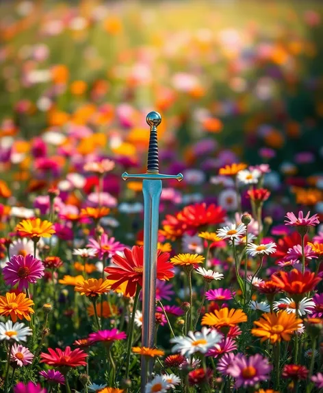 sword in flower field