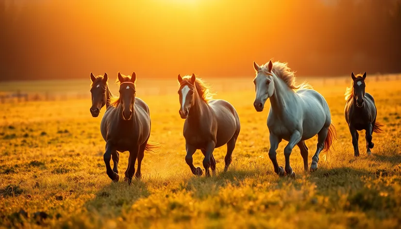 horses running in field